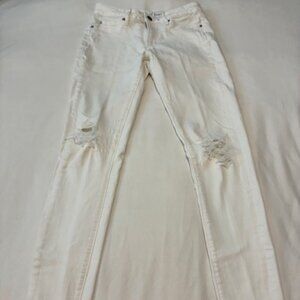 Articles of Society Women's White Distressed Straight Leg Jeans - size 27